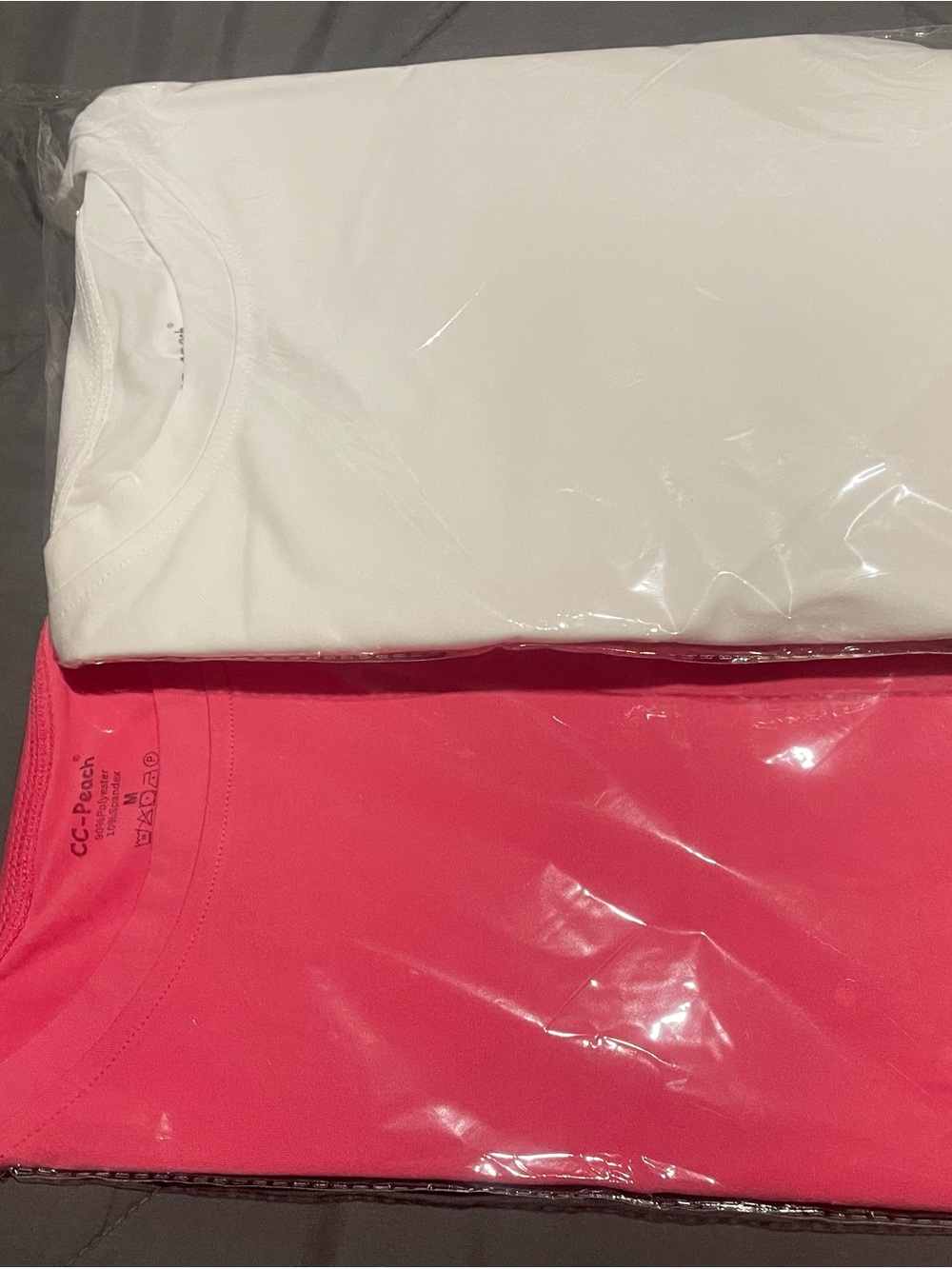 CC Peach Short-Sleeve Crewneck Tops in White and Hot Pink (2-Pack)